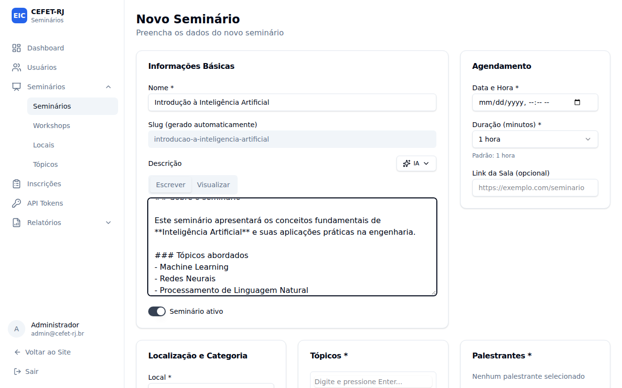 Escrever a descrição