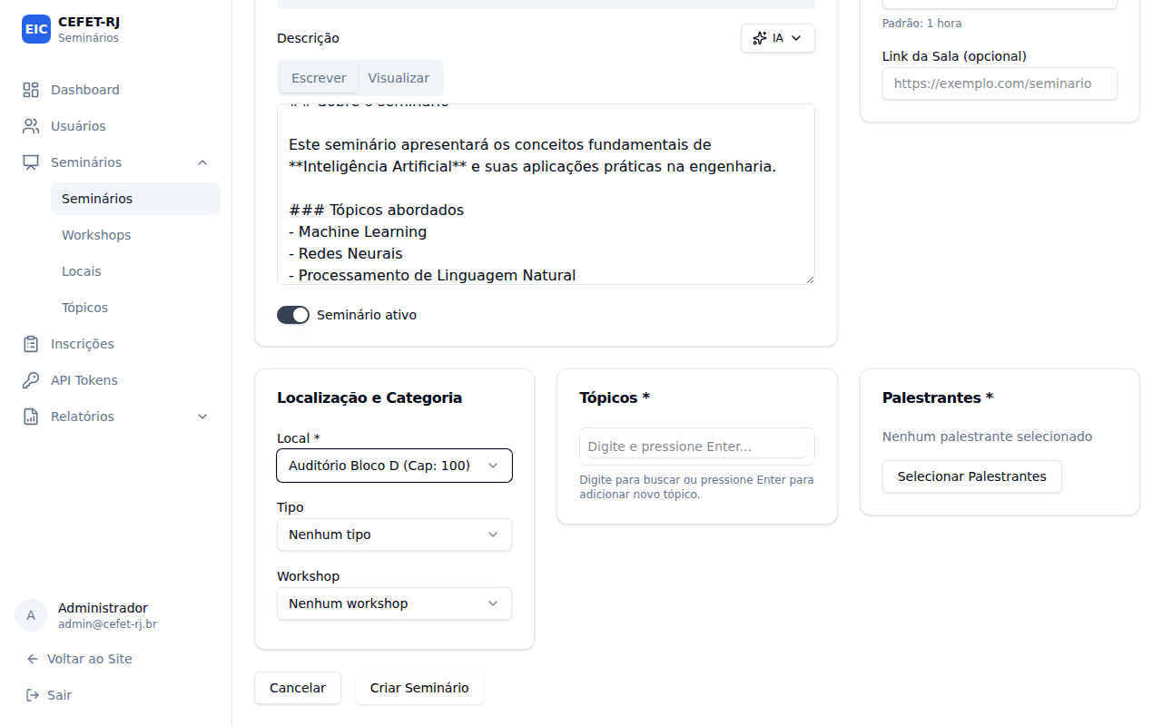 Selecionar o local