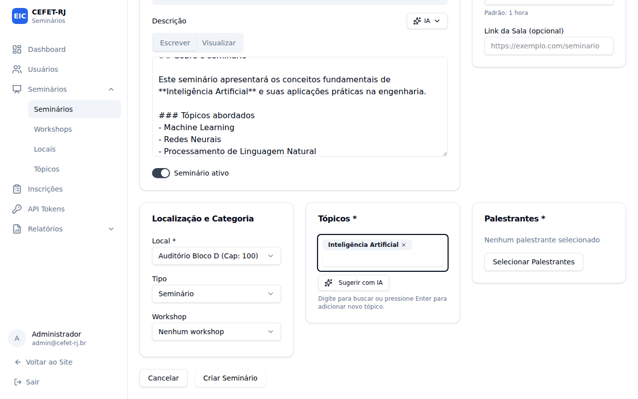 Adicionar tópicos