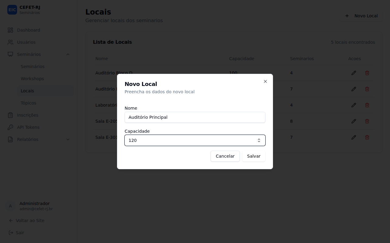 Preencher os dados do local
