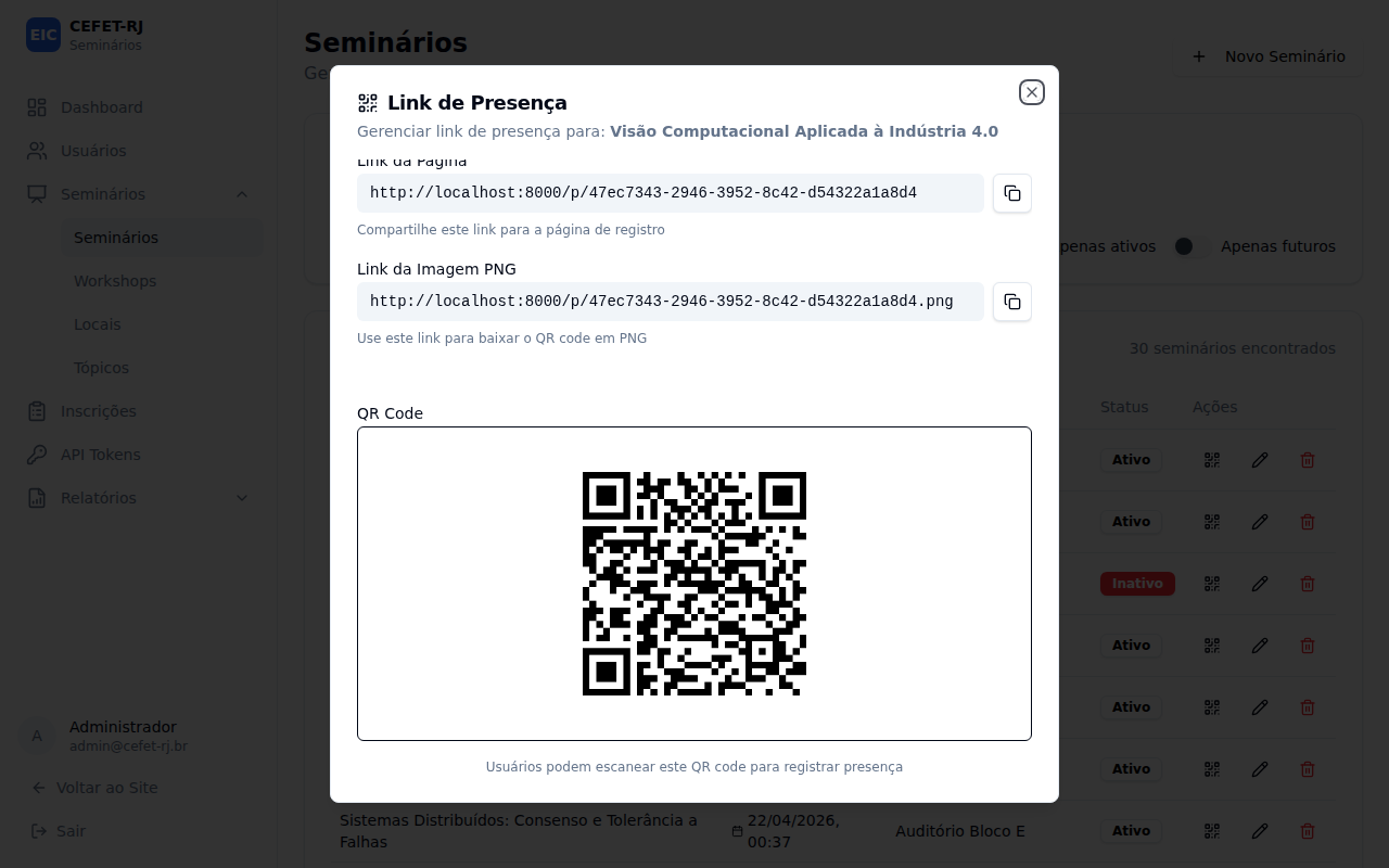 Visualizar o link e QR Code