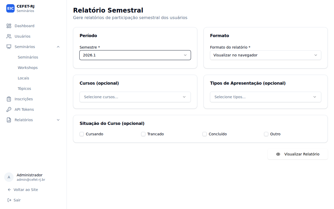 Selecionar o semestre
