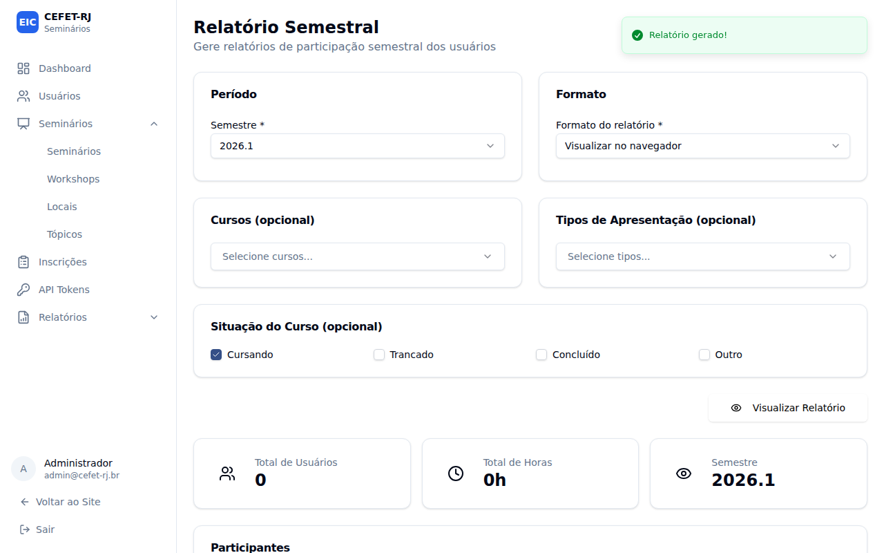 Gerar o relatório