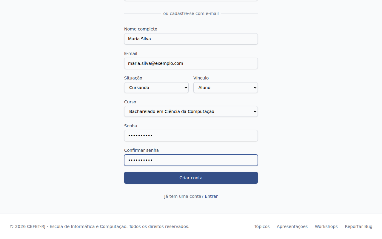 Formulário preenchido