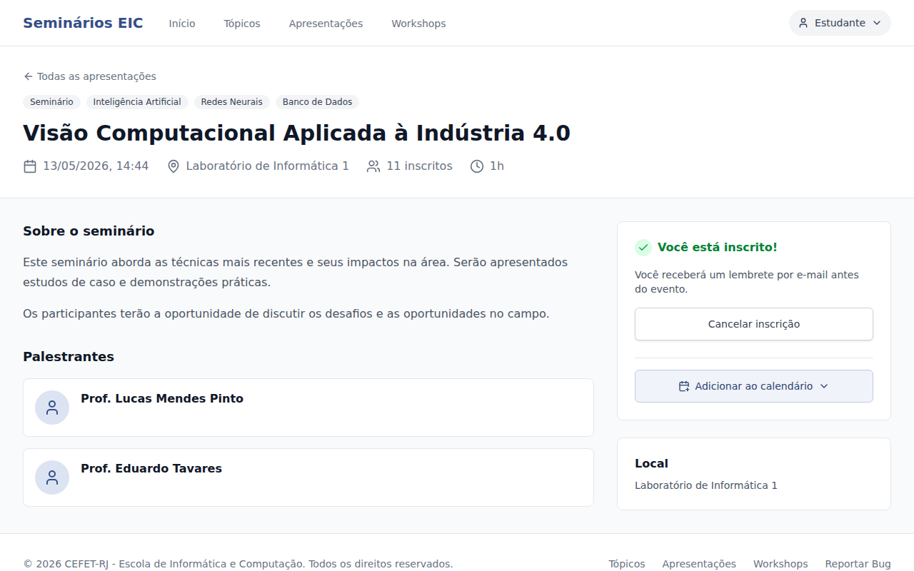 Clicar em "Inscrever-se"