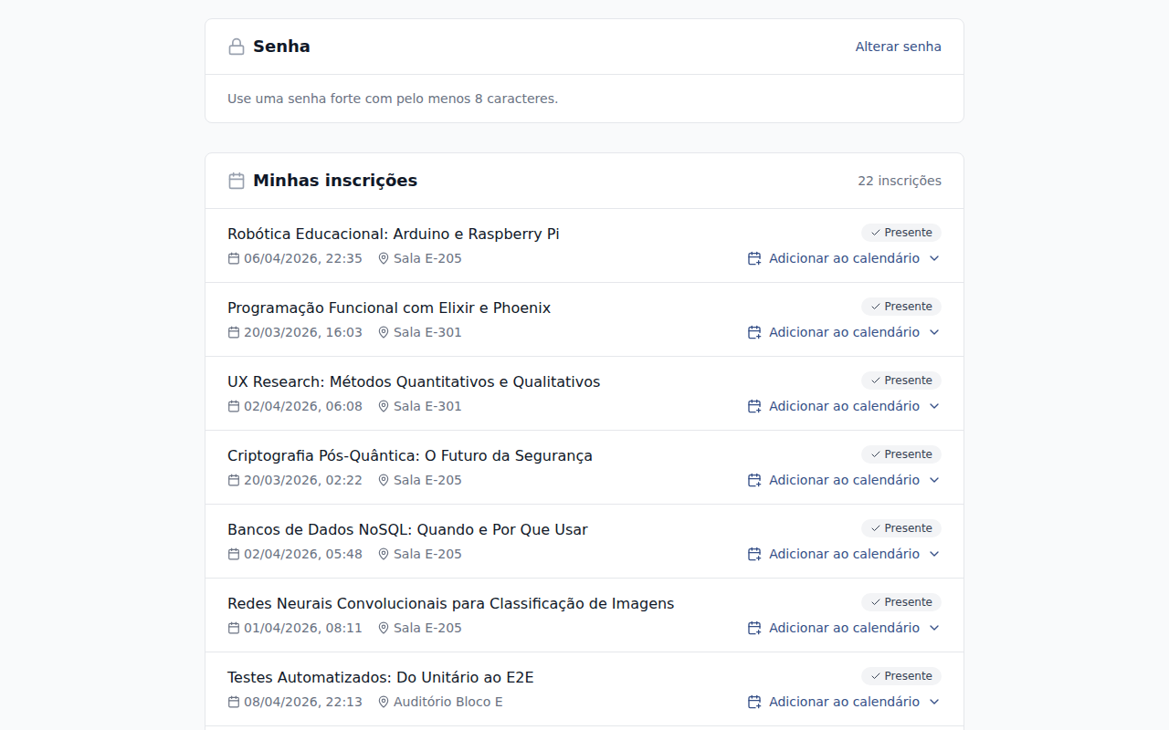 Ver inscrições