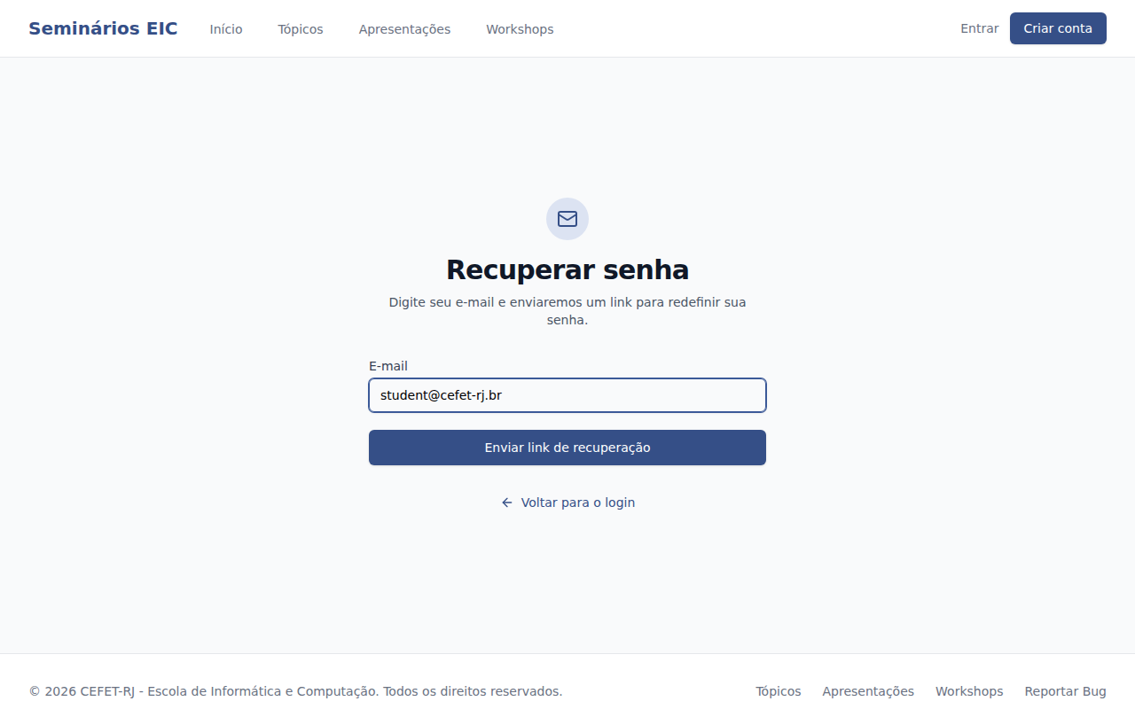 Informar o e-mail